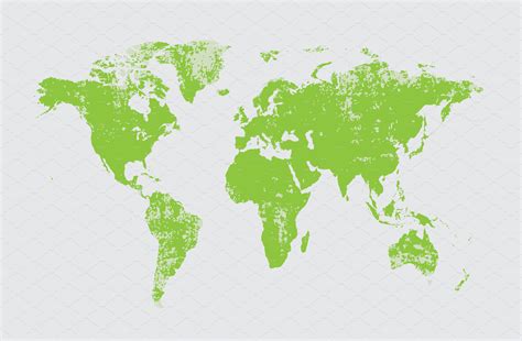 Grunge World Map Green Vector Pre Designed Illustrator Graphics