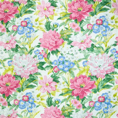 Rose Pink Floral Linen Upholstery Fabric