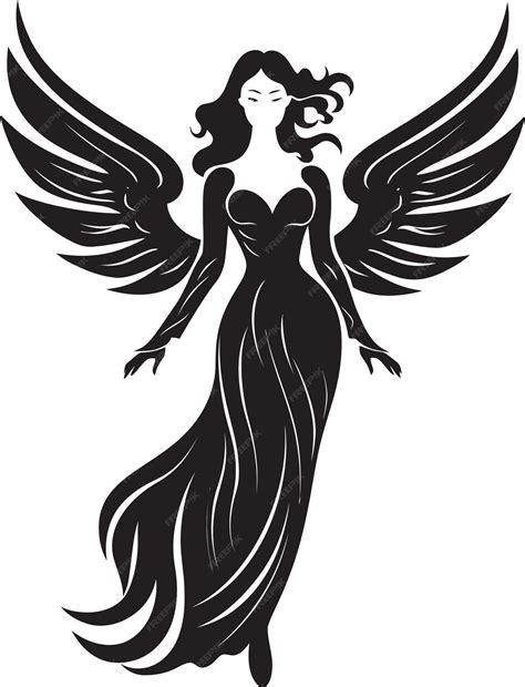 Premium Vector | Radiant Serenity Black Angel Logo Celestial Elegance