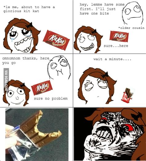 Rage Comic Eating Kit Kats The Wrong Way Know Your Meme