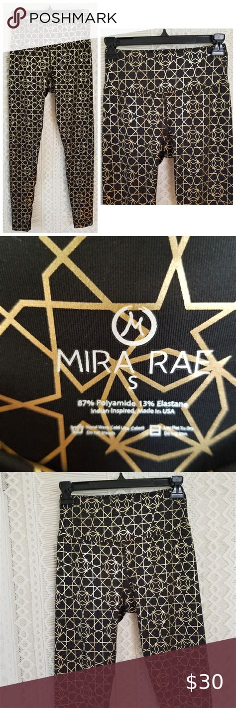 Mira Rea Star Gold Metallic Print Leggings Nwot Mira Rea Star Gold