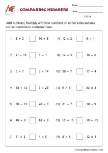 comparing numbers kindergarten comparing numbers  worksheets
