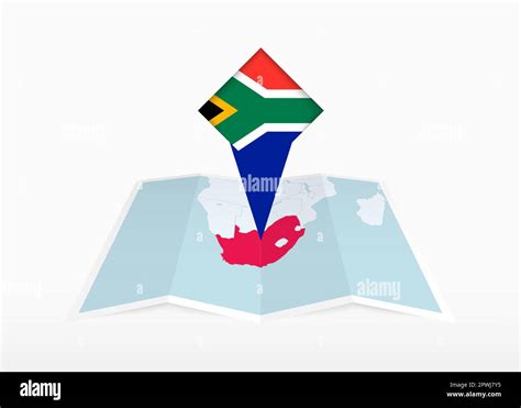 South Africa Is Depicted On A Folded Paper Map And Pinned Location