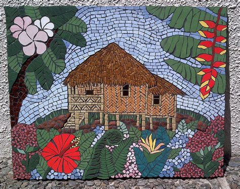 Bahay Kubo Nipa Hut In Tropical Garden Mosaic Garden Bahay Kubo