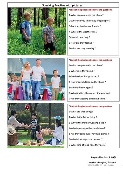 Speaking Practice With Pictures English Esl Worksheets For