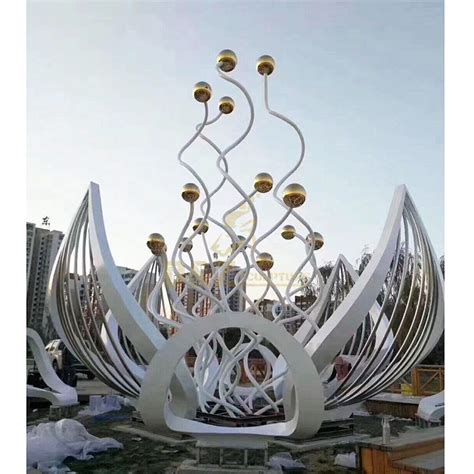 Abstract City Morden Stainless Steel Beautiful Lotus Leaf Flower Sculpture