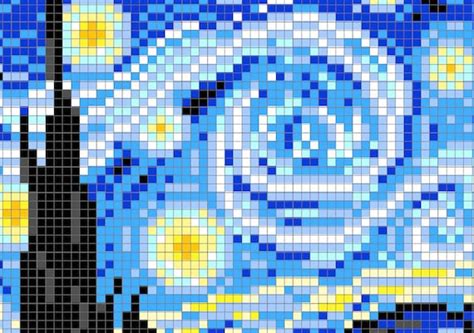Starry Night Pixel Art Pattern Perler Beads Cross Stitch Etsy Australia
