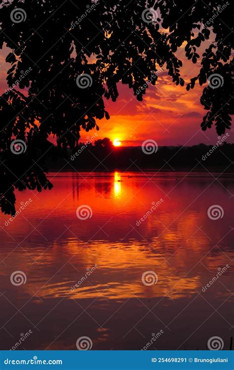 Dramatic Sky At Sunset Over The Water Stock Image Image Of Autumn