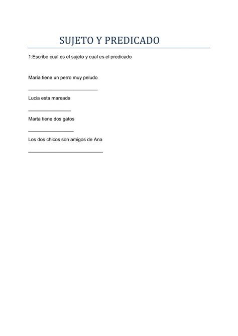 Sujeto Y Predicado Online Activity For 2º De Primaria Live Worksheets