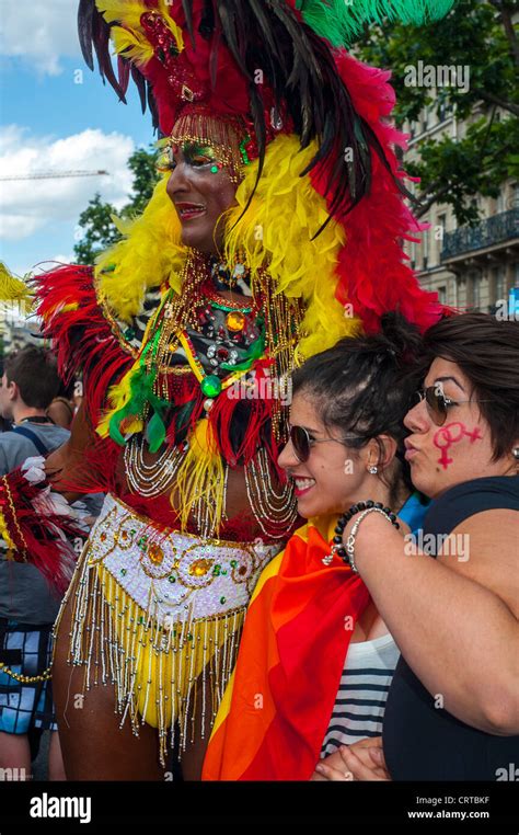 Paris France Participants Colorful Travesty In Outrageous Costume