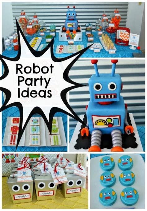 Robot Themed Fifth Birthday Party Spaceships And Laser Beams