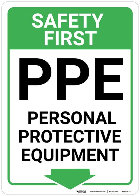 Safety First Ppe Personal Protective Equipment Below Arrow Down Wall