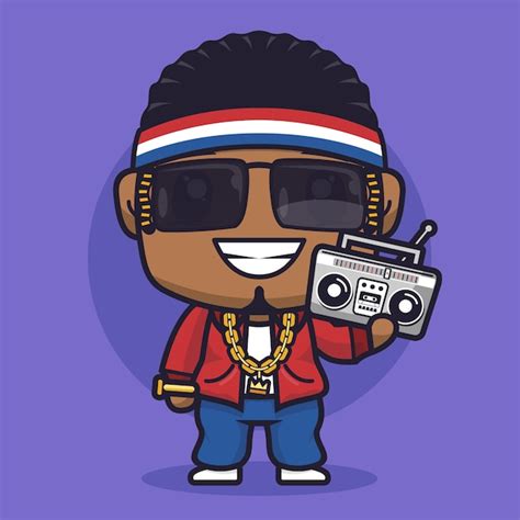 Premium Vector Boy Rapper Cartoon Character Illustration