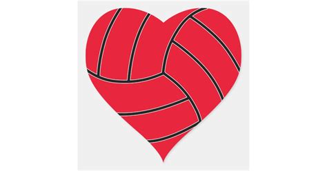 Custom Color Volleyball Heart Heart Sticker Zazzle