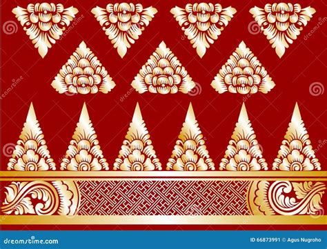 Vector Gold Balinese Ornaments Stock Image 66873991