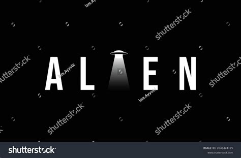 Alien Text Logo Ufo Vector Illustration Stock Vector Royalty Free