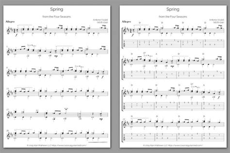 Vivaldi Antonio Spring Solo Classical Guitar Sheet Music
