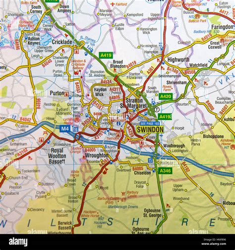 Map Of Swindon And Surrounding Areas Stock Photo Alamy