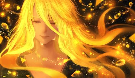 Golden Hair Anime Hair Girl Golden Tears Manga Yellow Face Hd