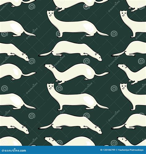 Hand Drawn Weasel Pattern Stock Vector Illustration Of Card 120106799