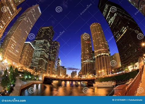 Beautiful Chicago Night Skyline Editorial Stock Image Image 21070409