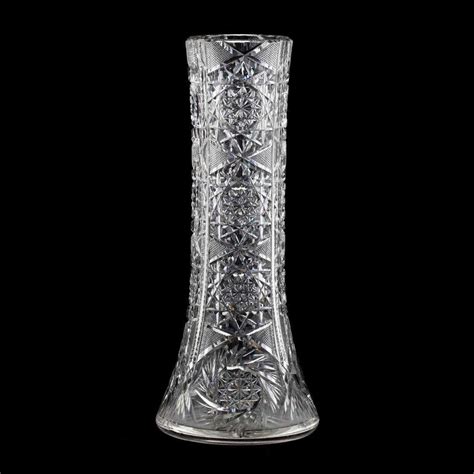 An American Brilliant Period Tall Cut Glass Vase