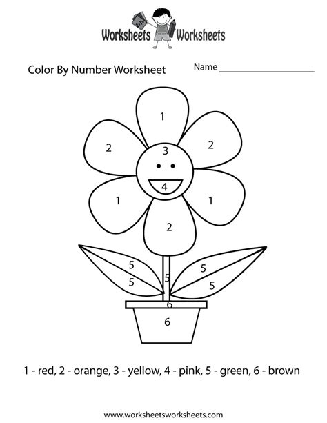 Easy Color By Number Worksheet Printable Coloring Worksheets For