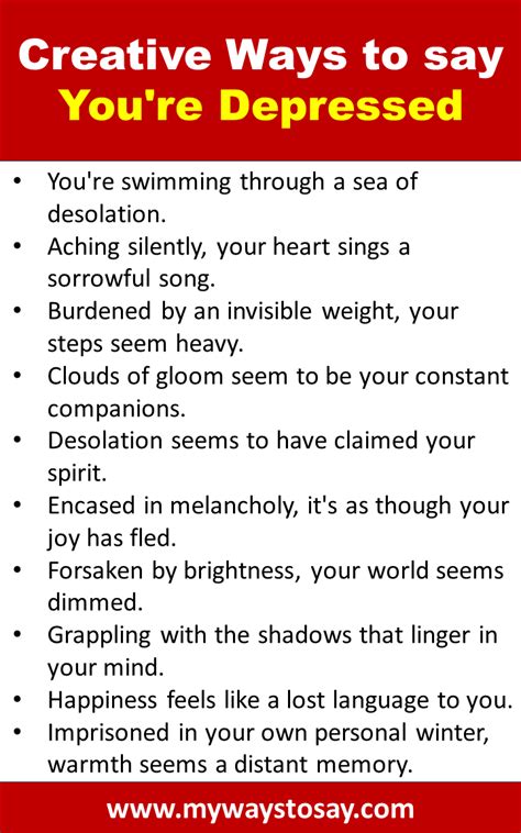 100 Creative And Funny Ways To Say Youre Depressed Mywaystosay