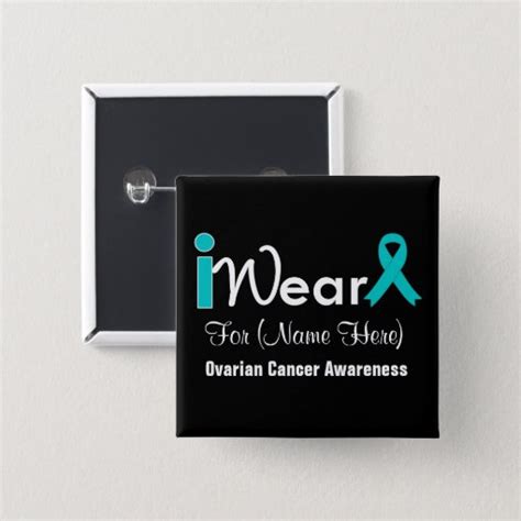 Personalize Teal Ribbon Ovarian Cancer Button Zazzle