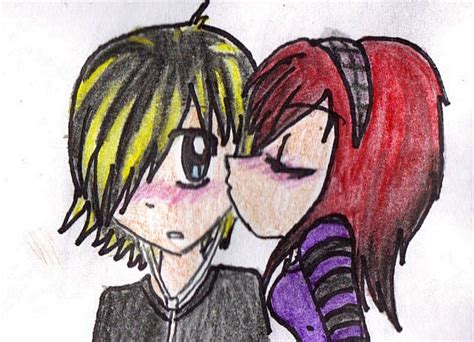 Kisses Emo Art Emo Love Cartoon Drawings