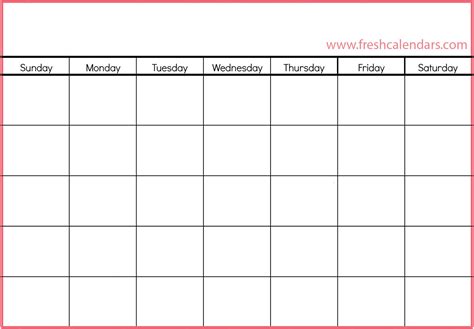 Printable Blank Calendar Templates