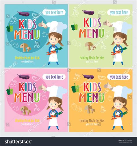 Cute Colorful Kids Meal Menu Vector Stock Vector Royalty Free