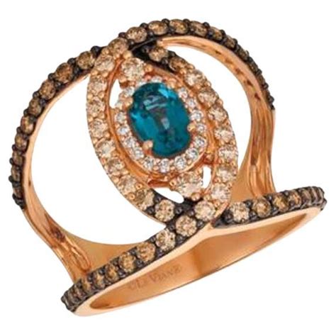 Le Vian Ring Featuring Deep Sea Blue Topaz Nude Diamonds Set For Sale