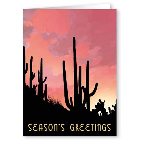 Saguaro Desert Sunset Holiday Christmas Cards 18 Cards And 19