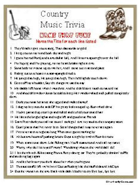 Country Music Trivia Plus Name That Tune Etsy Canada