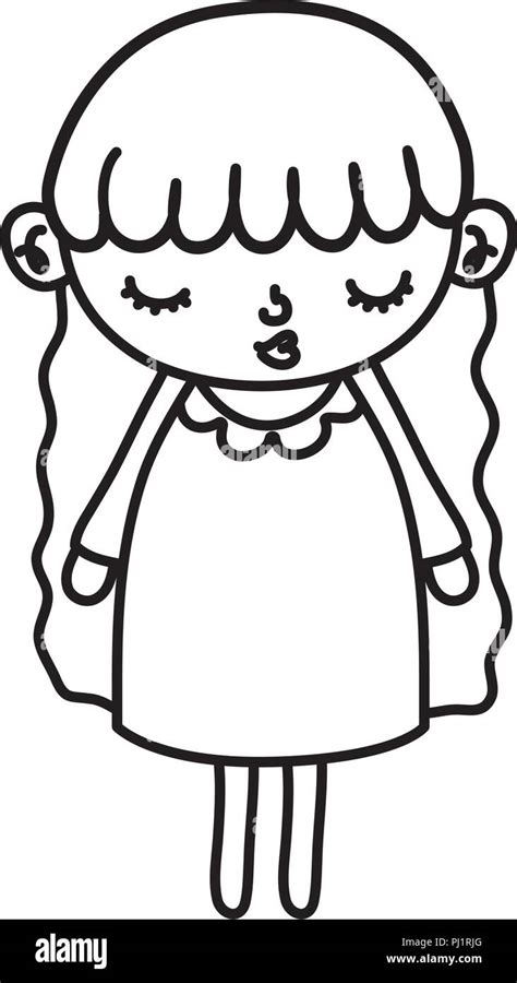 Girl With Long Hair Clipart Black And White