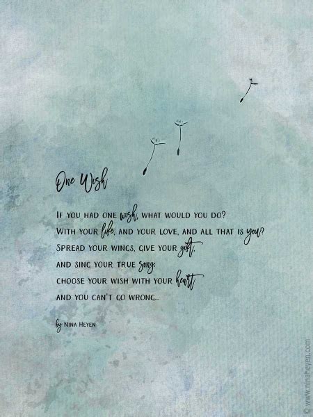 Inspirational Poem One Wish Printable Poetry Card