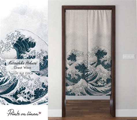 Noren Curtain Katsushika Hokusai The Great Wave Japanese Noren Door