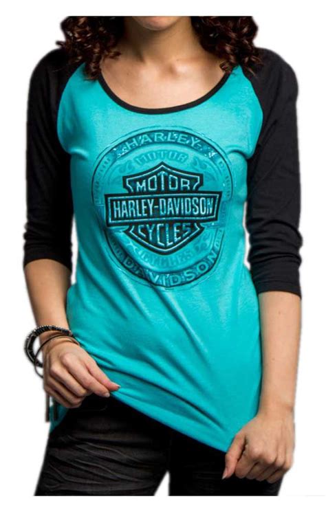 Harley Davidson Womens Handcrafted Badass 34 Sleeve Raglan Shirt