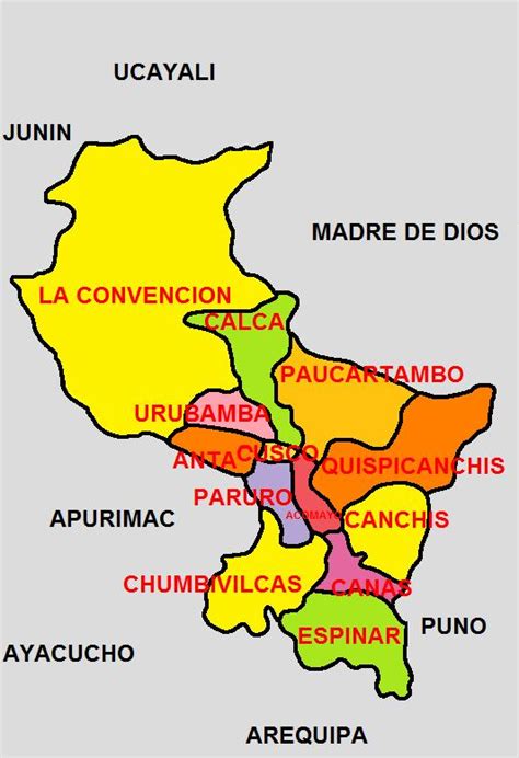 Mapa De Cusco Provincia Municipios Turístico Y Carreteras De Cusco Perú