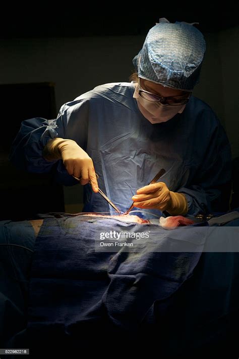 Surgeon Suturing Wound From Hernia Operation In St Joseph Hospital High
