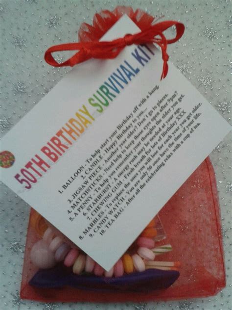 Homemade tea bags for her. 50TH BIRTHDAY Survival Kit Fun Unusual Novelty Present ...