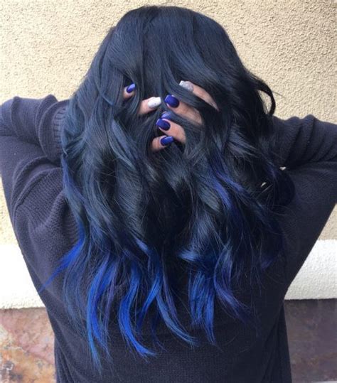 16 Stunning Midnight Blue Hair Colors To See In 2020 Blue Hair Streaks Hidden Hair Color