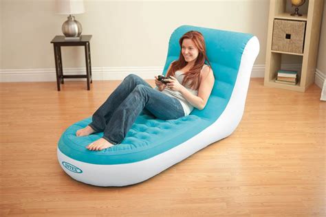Intex Inflatable Splash Cafe Lounge Chair With Backrest Aqua Blue