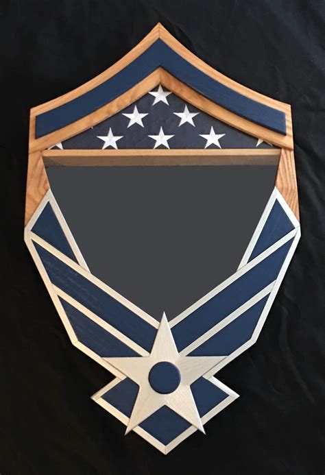 Handcrafted Air Force Shadow Box With Msgt Rank Chevron Etsy
