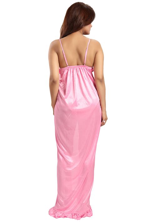 Buy Be You Fashion Pink Satin Plain Night Gowns Nighty Online ₹459