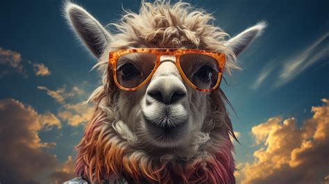 Premium Ai Image Business Llama With Sunglasses
