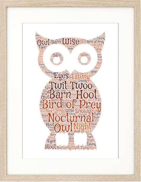 Personalised Wise Owl Word Art Print Wordart Uk Picture Word Art Owl