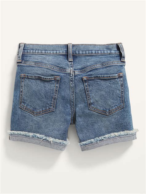 High Waisted Frayed Hem Jean Midi Shorts For Girls Old Navy