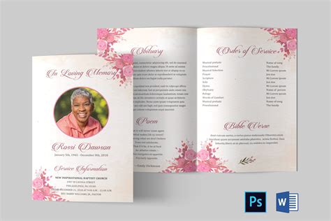 Funeral Program Template Funeral Program Template Word Floral Funeral